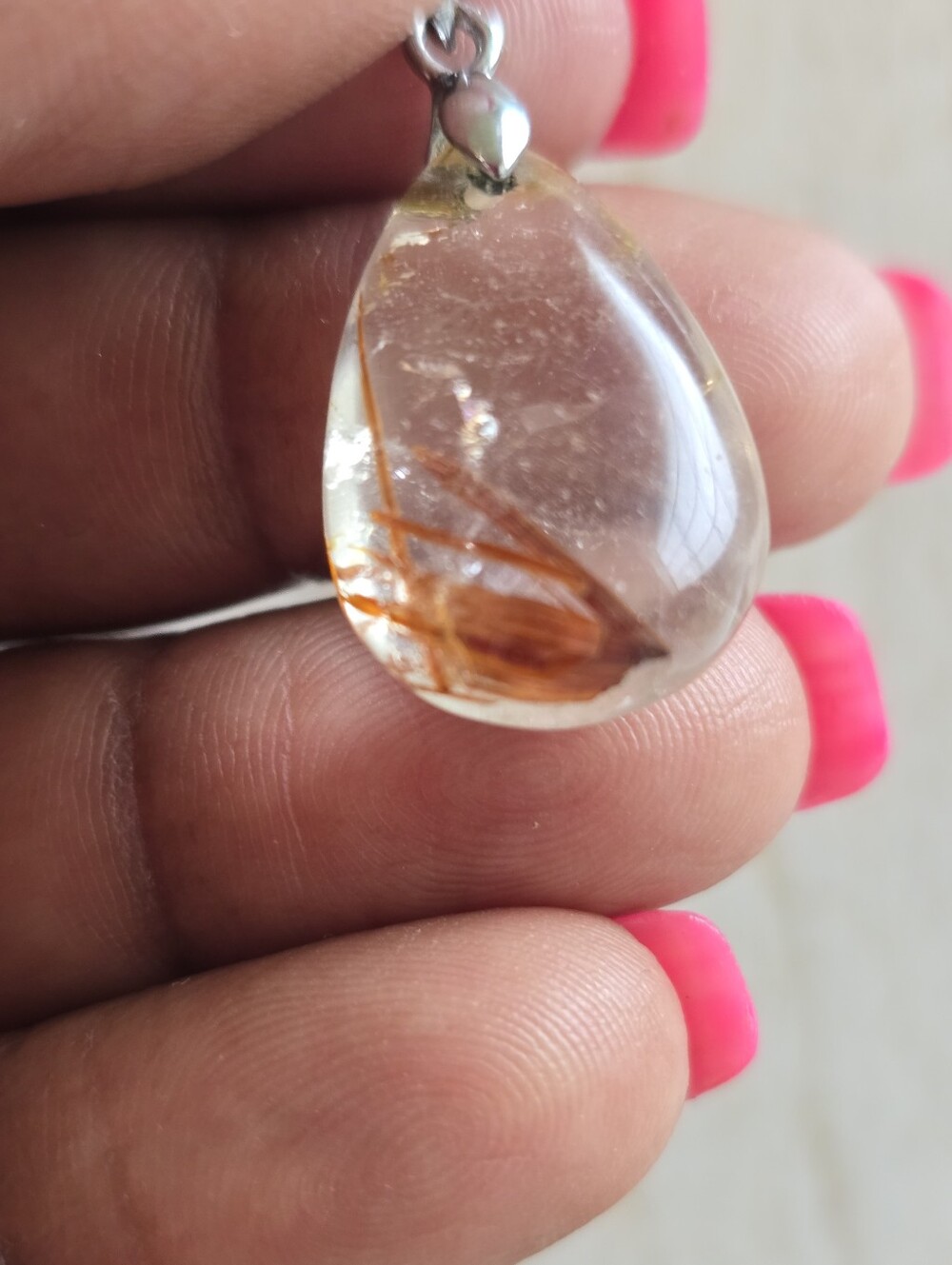 Teardrop Rutilated Quartz Necklace